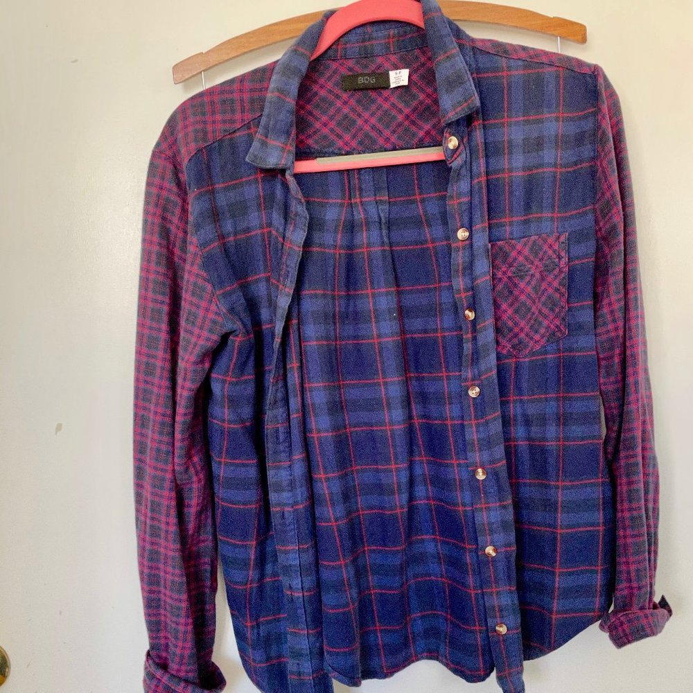 BDG Mixed Plaid Button Down Flannel